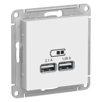 Розетка USB 2 порта 5В max 2,1 А Белый механизм AtlasDesign