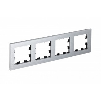 Рамка 4 поста Металл Серебряный Рефленая AtlasDesign Nature Systeme Electric ATN312104
