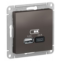 Розетка USB + Type-C Мокко AtlasDesign механизм