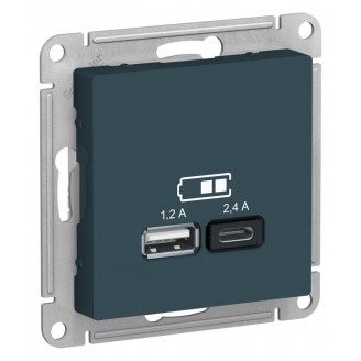 Розетка USB + Type-C Изумруд AtlasDesign механизм