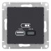 Розетка USB + Type-C Карбон AtlasDesign механизм