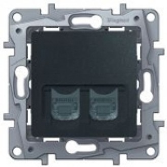 Розетка инт. RJ 45 + тел. (RJ11) Антрацит Legrand Etika