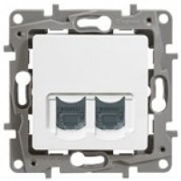 Розетка инт. RJ 45 + тел. (RJ11) Бел Legrand Etika