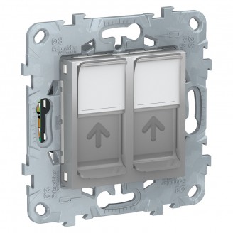 Розетка интернет двойная RJ45 двойная Алюминий Unica New (NU542030)