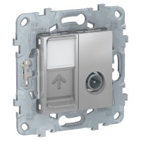 Розетка ТВ + интернет RJ45 кат.6 UTP Алюминий Unica New (NU547030)