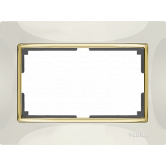 Рамка для 2-ой розетки (бежевый/золото)
